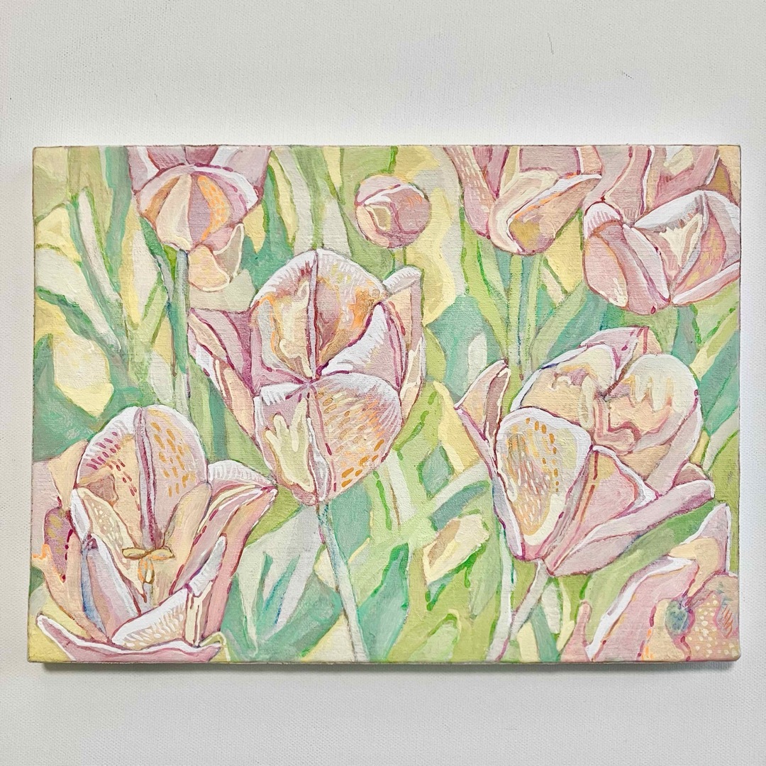 チューリップ*油絵 油彩画 風景画 春 花 絵画 絵画/タペストリー チューリップ*油絵 油彩画 風景画 春 花 絵画 絵画/タペストリー