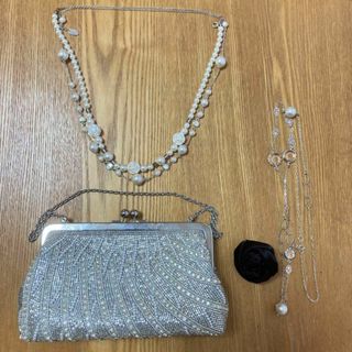 N47　まとめ　ブローチ　ネックレス　ロング　フェイク　パール　バッグ　式(ネックレス)