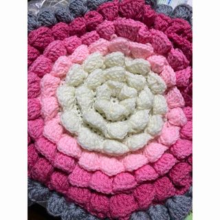 円座クッション 花形 ピンク グレー