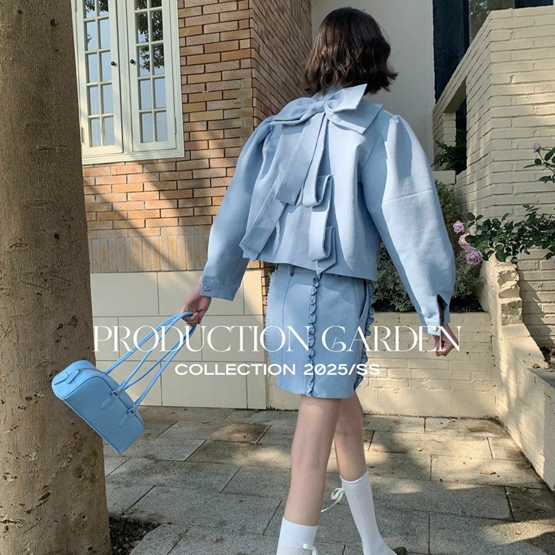 épine - ProductionGarden リボン×フリル パフスリーブブラウス