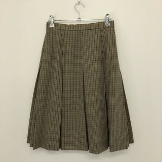 【Aquascutum】アクアスキュータム　茶、紺のチェック　7　プリーツスカート　ボトムス　カジュアル(その他)