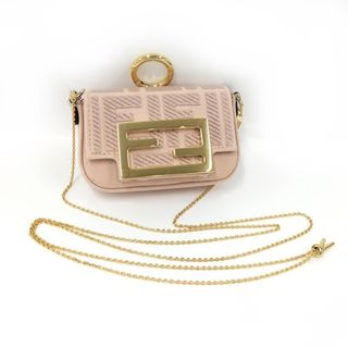 フェンディ(FENDI)のFENDI ナノバケット チェーンショルダーバッグ ズッカ キャンバス ピンク(ショルダーバッグ)