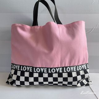 レッスンバッグ　入園バッグ入学バッグ　かばん　loveリボン　手さげかばん(バッグ/レッスンバッグ)