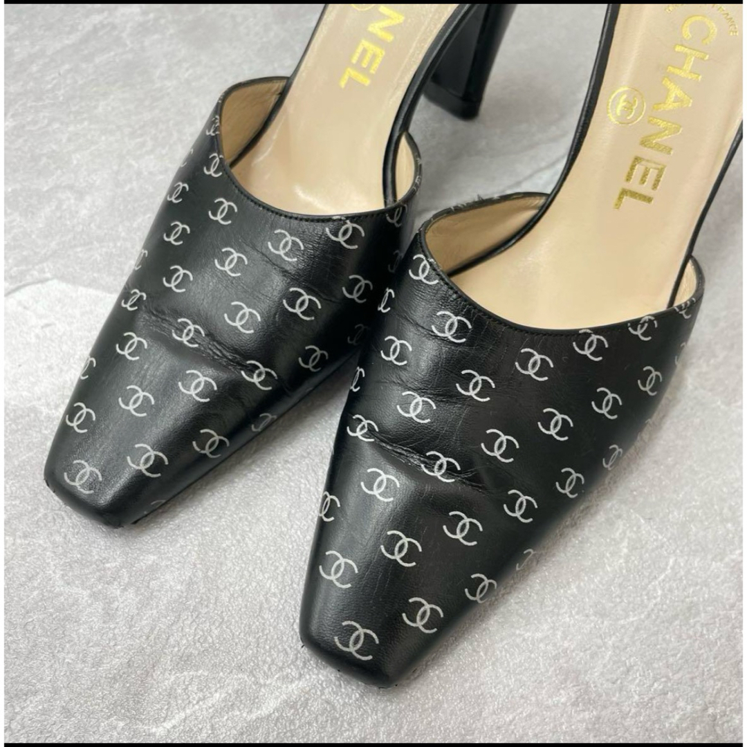 CHANEL シャネル ブラック サンダル パンプス ポインテッドトゥ CHANEL シャネル ブラック サンダル パンプス ポインテッドトゥ