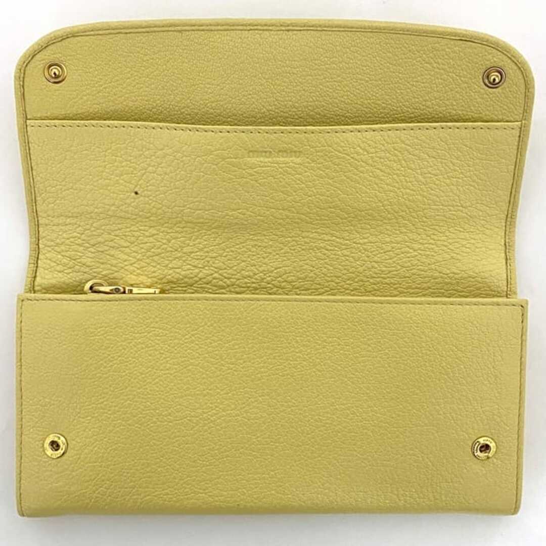MIU MIU - ミュウミュウ 二つ折り 長財布 イエロー 財布 レザー MIU MIU - ミュウミュウ 二つ折り 長財布 イエロー 財布 レザー