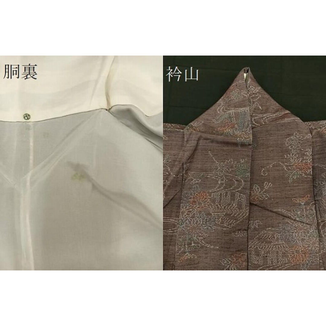平和屋着物■上質な紬　流水草花文　小田急百貨店扱い　正絹　逸品　BAAM7058by レディースの水着/浴衣(着物)の商品写真