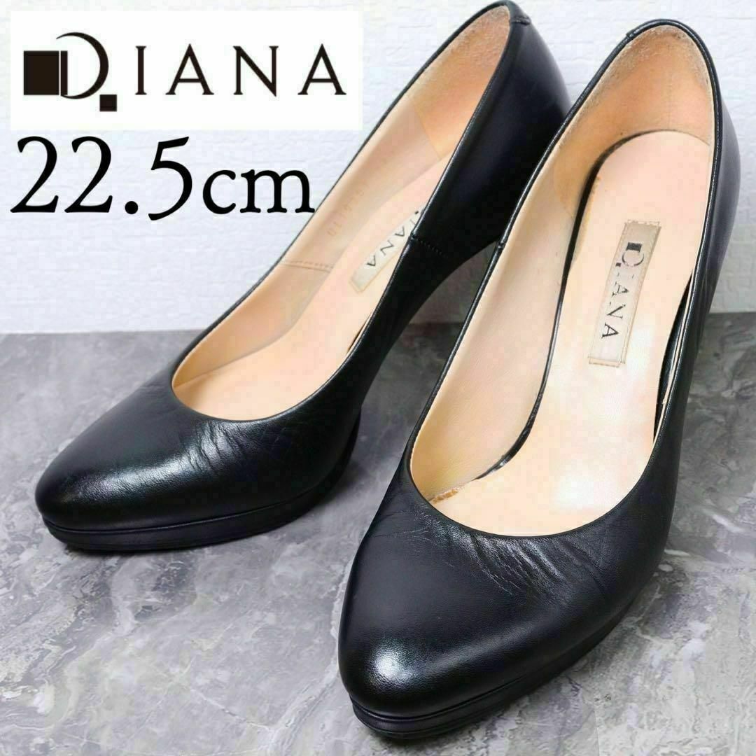 未使用】ダイアナ DIANA パンプス ブラックレザー リボン 未使用】ダイアナ DIANA パンプス ブラックレザー リボン
