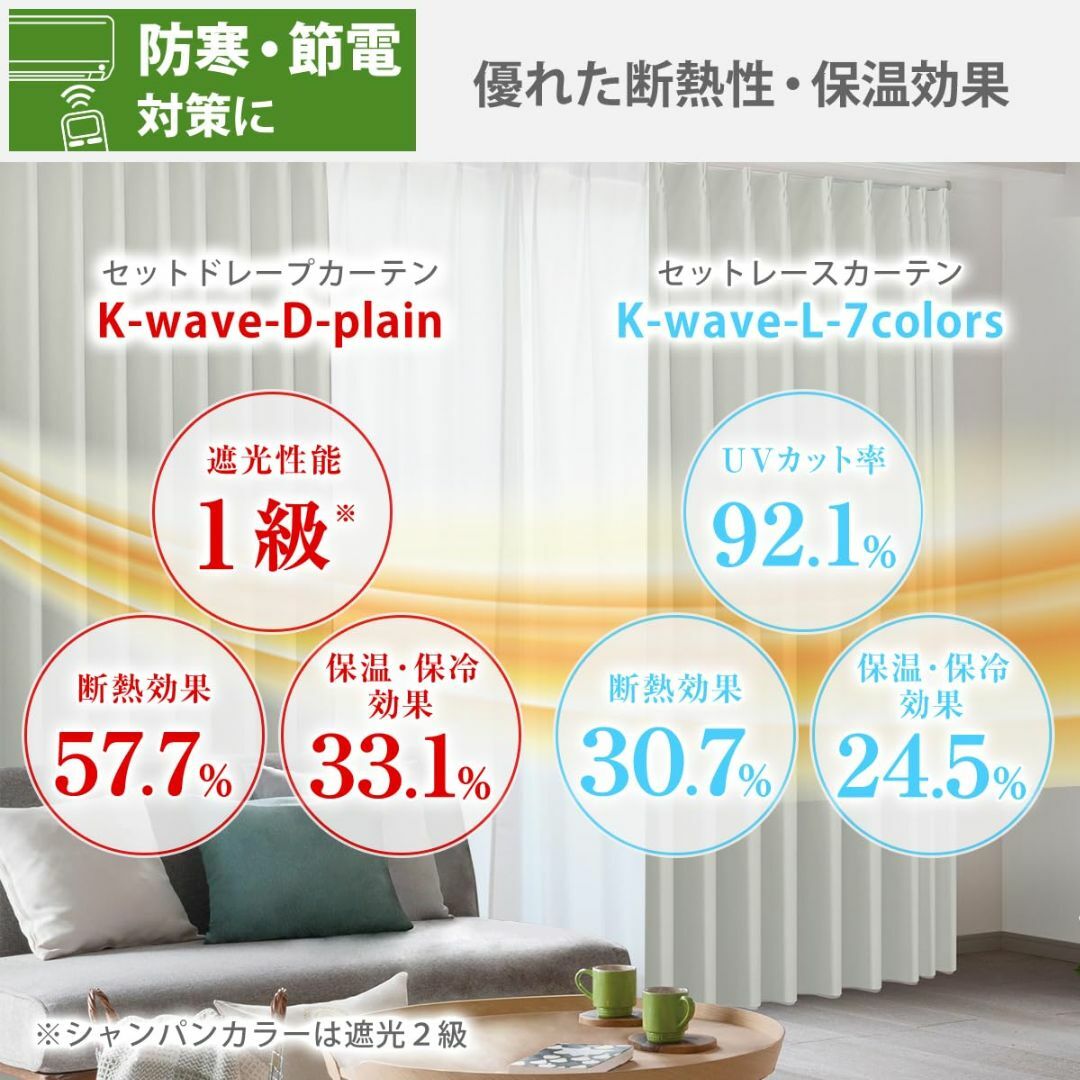 カーテンくれない 1級 遮光カーテン「K-wave-D-plain」セット カーテンくれない 1級 遮光カーテン「K-wave-D-plain」セット