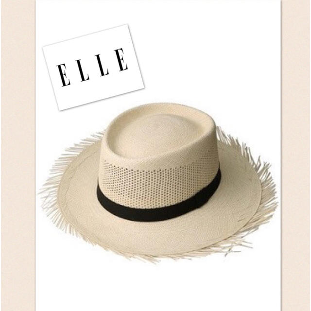 ELLE(エル)の【ELLEリーフレット掲載商品】完売フリンジパナマハット レディースの帽子(麦わら帽子/ストローハット)の商品写真