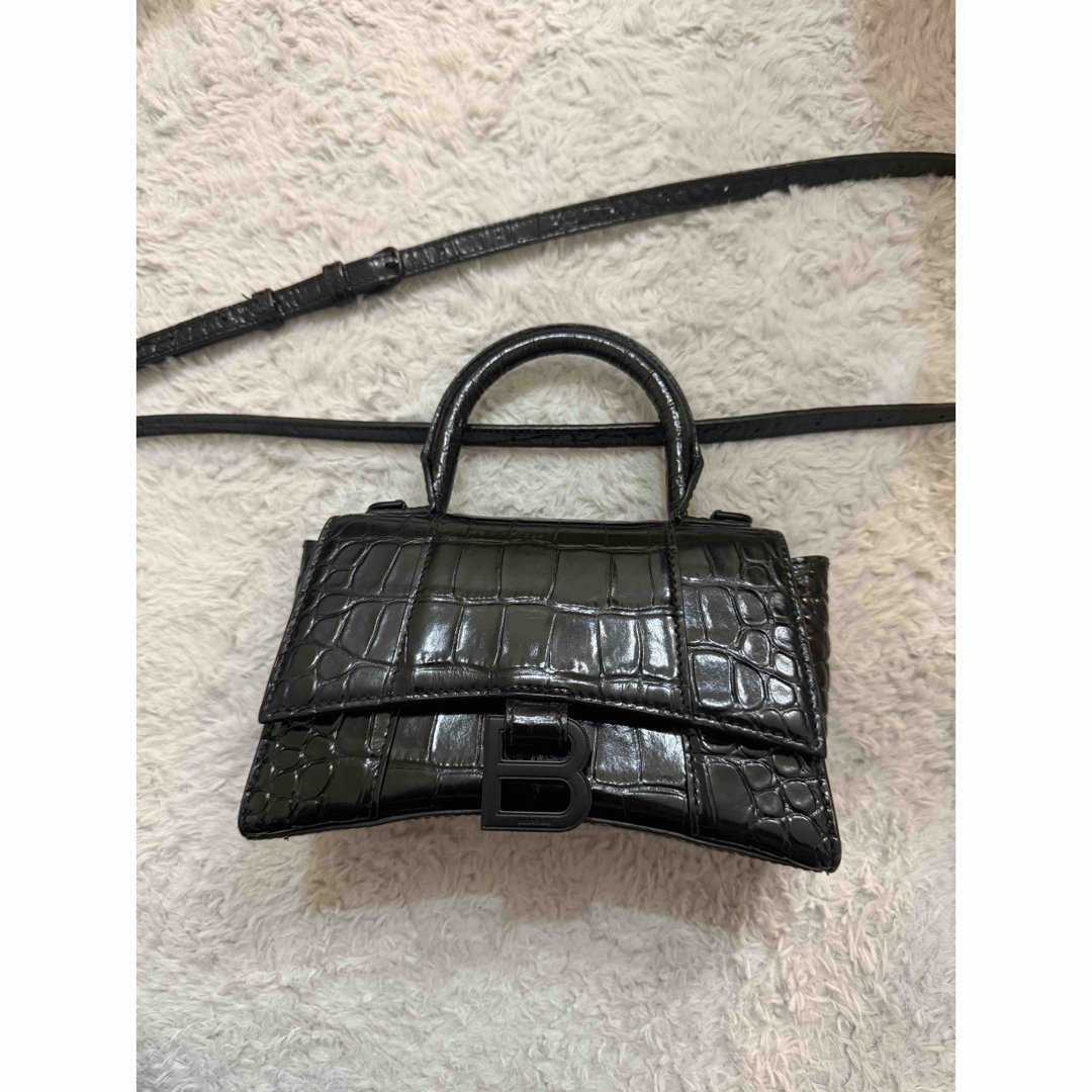 BALENCIAGA - BALENCIAGA HOURGLASS クロコダイルブラックXS