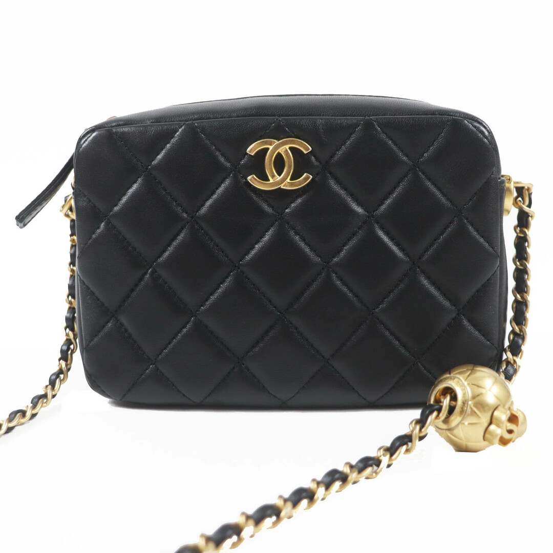 CHANEL - 極美品◎CHANEL シャネル AS3258 マトラッセ ココマーク チェーンショルダーバッグ／カメラバッグ ラムスキン ブラック ゴールド金具 箱・保存袋付き イタリア製 レディース