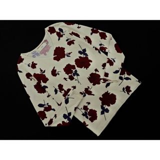 アズールバイマウジー(AZUL by moussy)のAZUL BY MOUSSY アズールバイマウジー Vネック 花柄 ニット カットソー sizeS/白 ■◇ レディース(カットソー(長袖/七分))