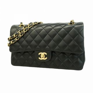 CHANEL - 【5bb1105】シャネル ショルダーバッグ マトラッセ Wフラップ Wチェーン ラムスキン ブラック ゴールド金具【中古】レディース