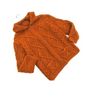 ARTESANIA アルテサニア ウール100% ケーブル編み フーディー カーディガン 茶 ◇■ メンズ(カーディガン)