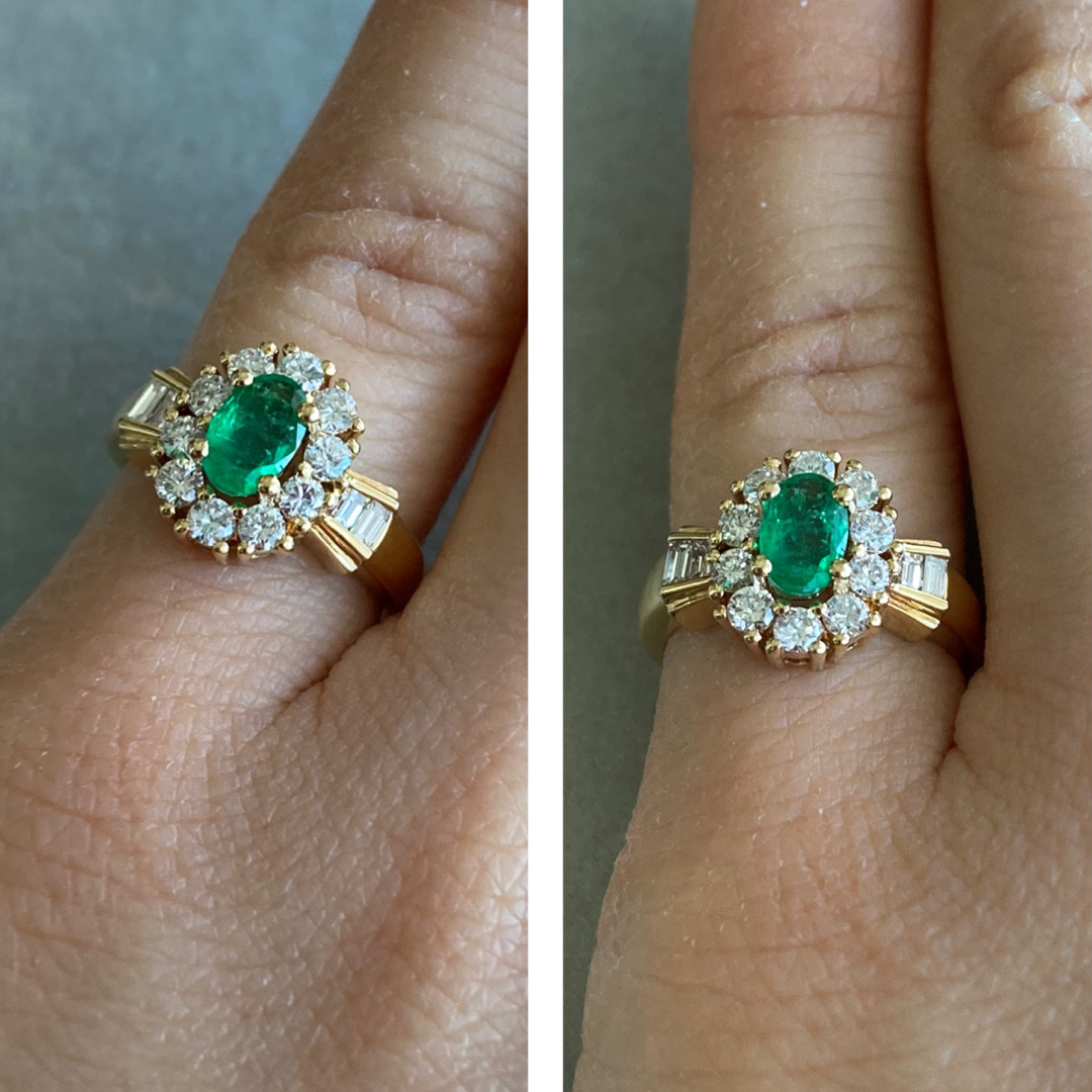 贈り物 18K 0.56 0.51 エメラルド ダイヤモンド リング 指輪の通販 by アクセサリー