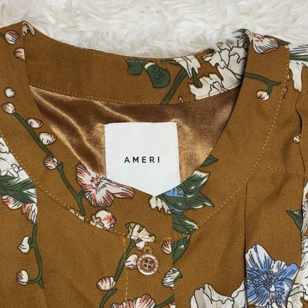 Ameri VINTAGE - AMERI アメリ 花柄 ブラウン ロングワンピース Ameri VINTAGE - AMERI アメリ 花柄 ブラウン ロングワンピース