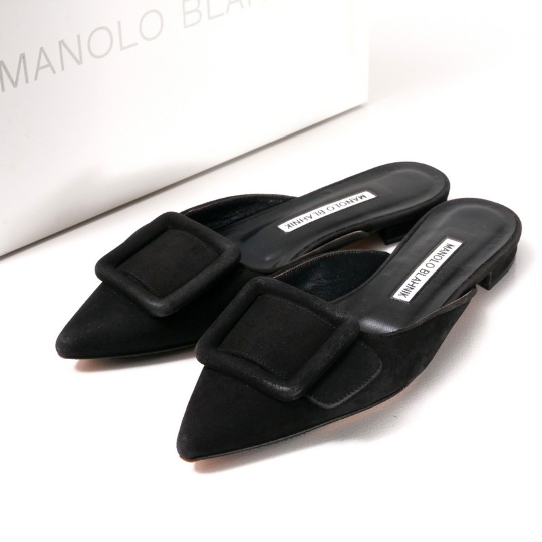 MANOLO BLAHNIK - ■美品■MANOLO BLAHNIK マノロブラニク ミュール サイズ34 スエードレザー サンダル 靴 ポインテッドトゥ MAYSALEFLAT イタリア製 ブランド古着【中古】20250210/RA3232