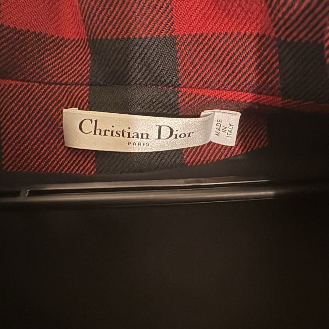 Christian Dior - Dior 赤 チェック フリンジ ワンピース ドレス Christian Dior - Dior 赤 チェック フリンジ ワンピース ドレス