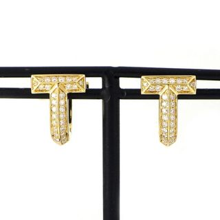 ティファニー(Tiffany & Co.)のティファニー Tiffany & Co. ピアス T ワン ハーフ ハギーピアス 73586097 パヴェ ダイヤモンド 0.14ct/0.14ct K18YG 【中古】(ピアス)