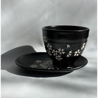 未使用 桜柄 湯呑み 受け皿 セット 和食器(食器)