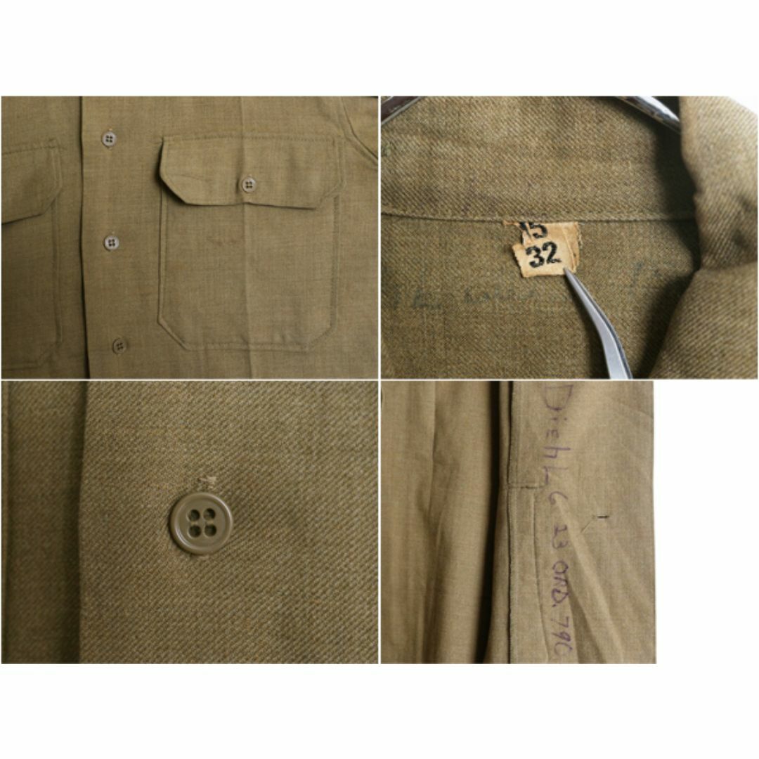 40s 米軍実物 US ARMY 長袖 ウール マスタード シャツ メンズ M 40s 米軍実物 US ARMY 長袖 ウール マスタード シャツ メンズ M