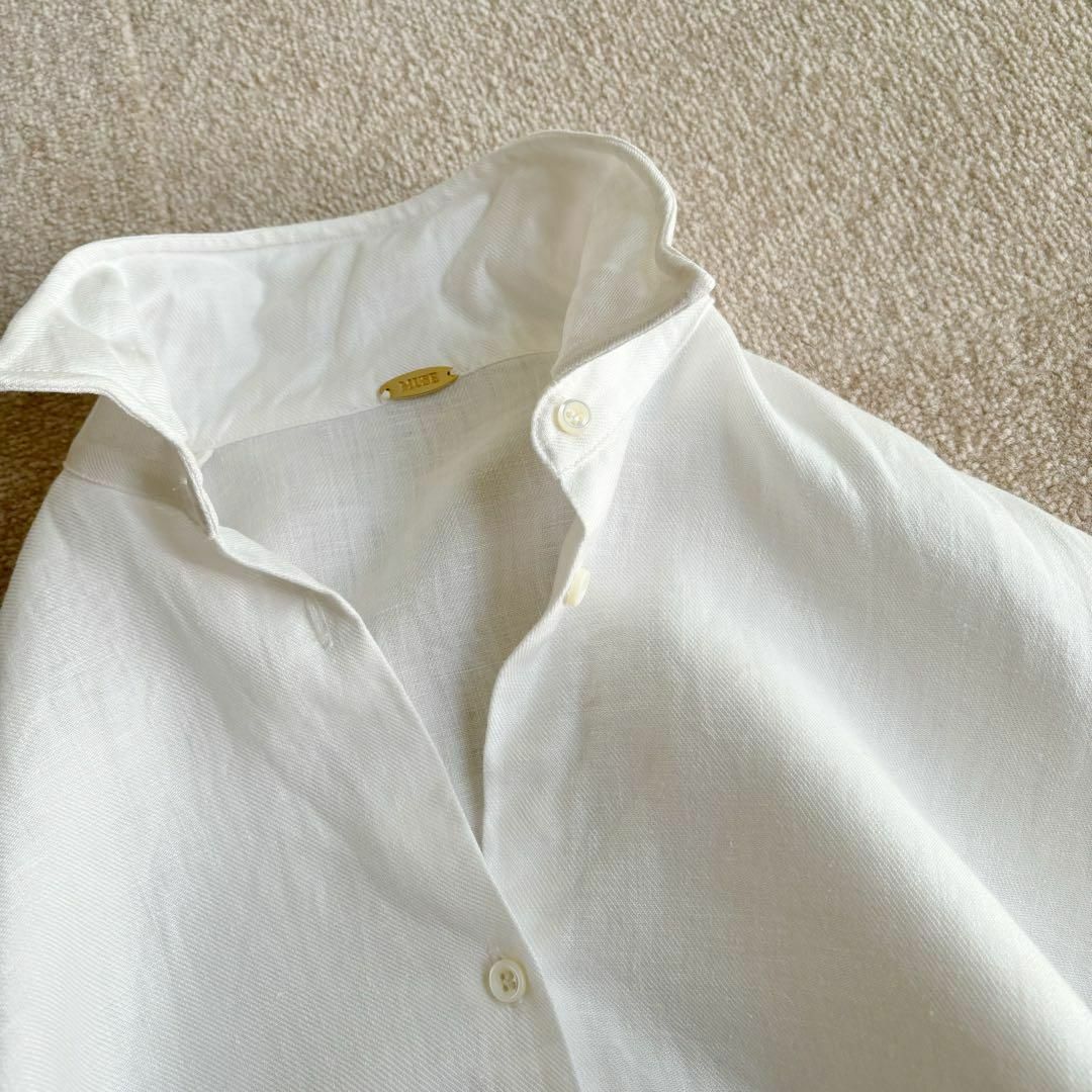 美品♡ドゥーズィエムクラス*OGLINEN シャツ リネン ワイヤー襟 白 美品♡ドゥーズィエムクラス*OGLINEN シャツ リネン ワイヤー襟 白