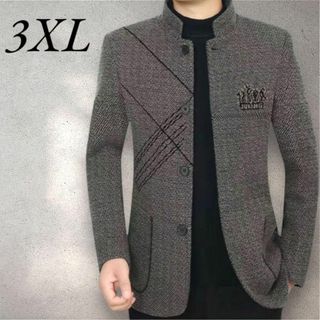 スタンドカラージャケット グレー　3XL　メンズ　オフィス(テーラードジャケット)