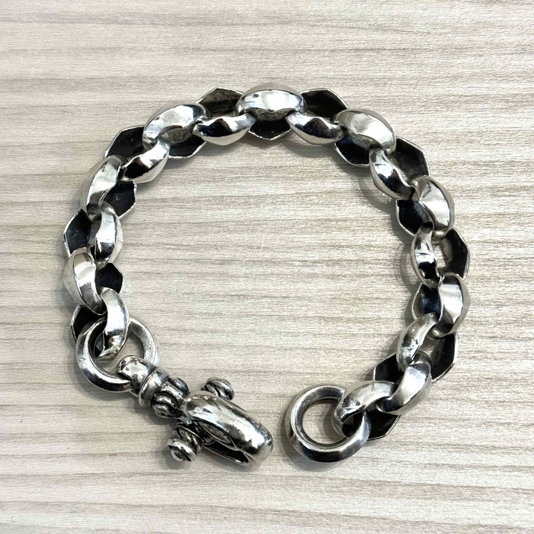 極太 ヴィンテージ ブレスレット シルクリンク シルバー925の 極太 ヴィンテージ ブレスレット シルクリンク シルバー925の