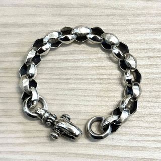 極太 ヴィンテージ ブレスレット シルクリンク シルバー925の 極太 ヴィンテージ ブレスレット シルクリンク シルバー925の