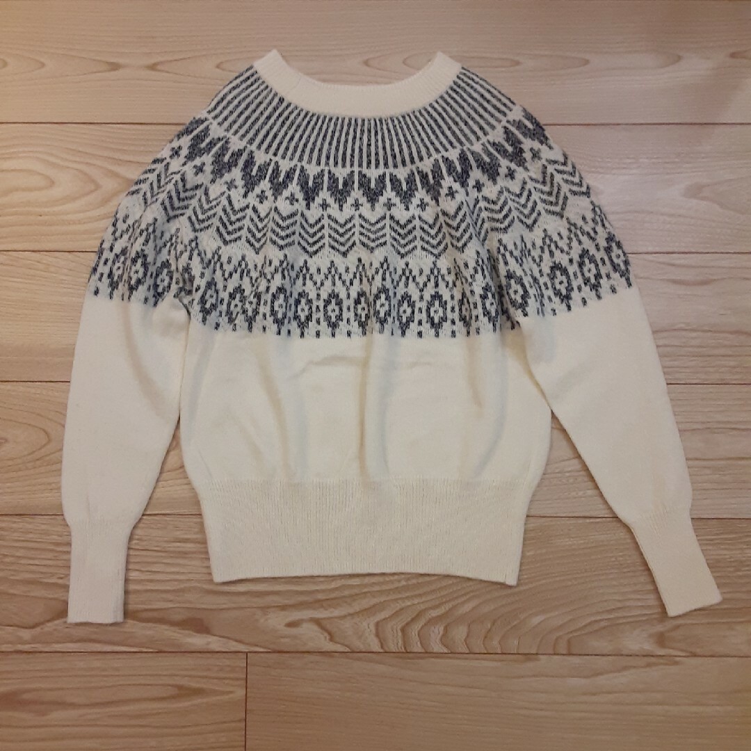 MUJI (無印良品)(ムジルシリョウヒン)の無印良品　MUJI　ニット　メリノウールジャカード編みクルーネックセーター レディースのトップス(ニット/セーター)の商品写真