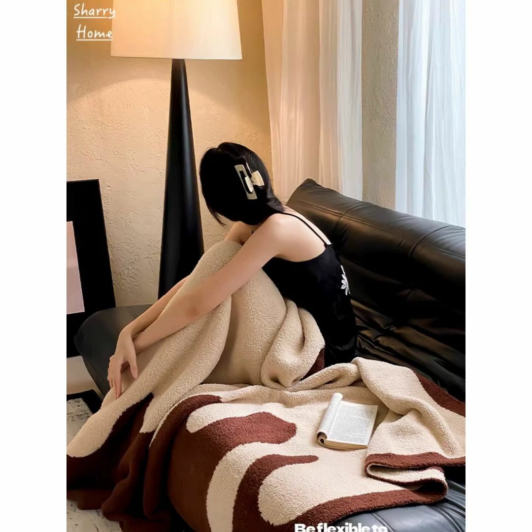 ZARA HOME - SharryHome アート ウェーブ柄 北欧 ブランケット