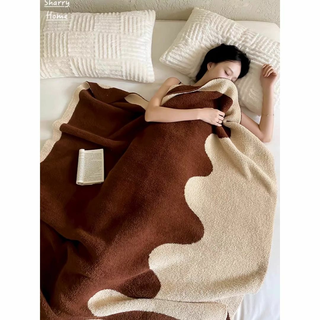 ZARA HOME - SharryHome アート ウェーブ柄 北欧 ブランケット チェック 毛布 ZARA HOME - SharryHome アート ウェーブ柄 北欧 ブランケット