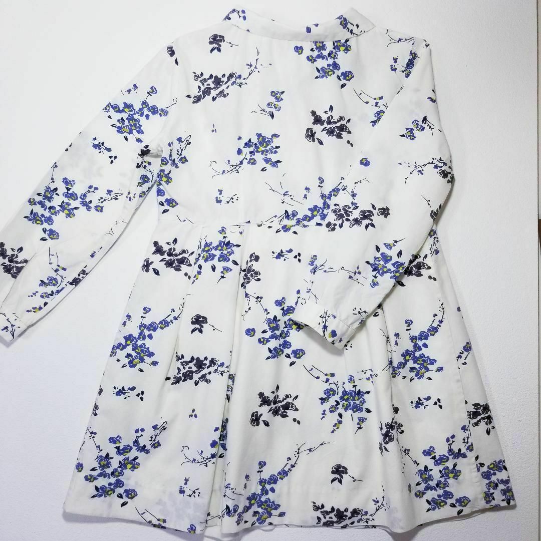 3551 【美品】 ボンポワン 110 ワンピース 白 花 リバティ 青 3551 【美品】 ボンポワン 110 ワンピース 白 花 リバティ 青