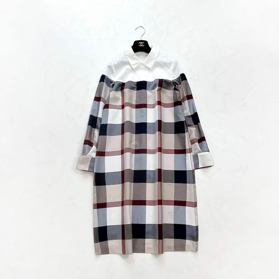 BLUE LABEL CRESTBRIDGE - 【クレストブリッジ】チェッククロッシングツイルサックドレス　ワンピース　38