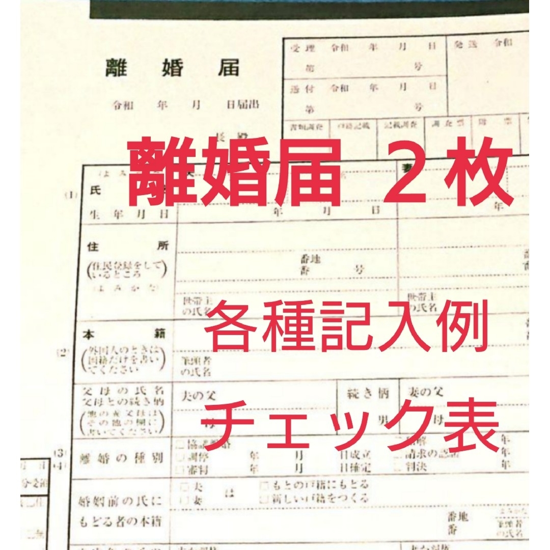 【普】離婚届 各種届 詳細記入例 エンタメ/ホビーのコレクション(印刷物)の商品写真