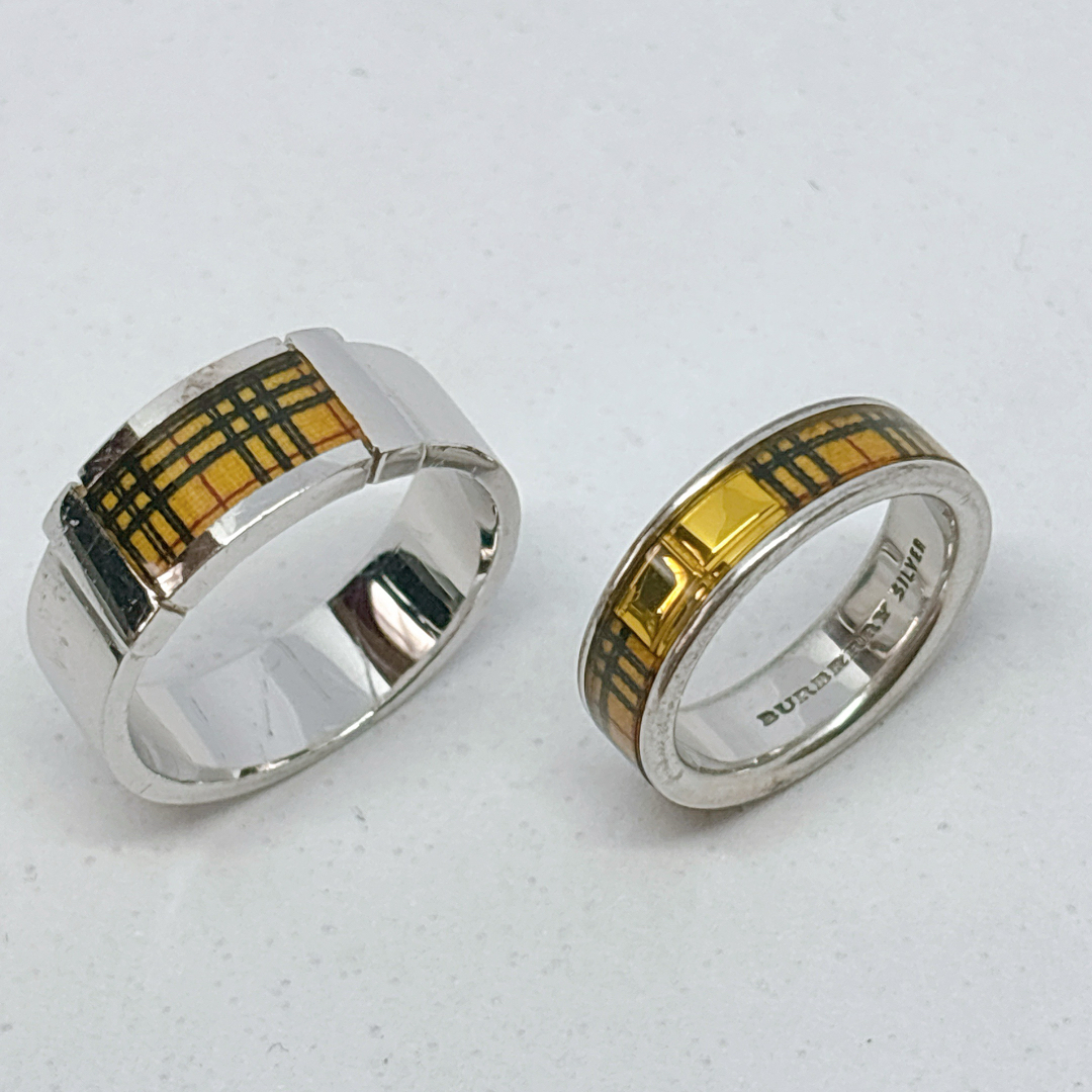 Burberry バーバリー silver ノバチェック リング セット 箱付 Burberry バーバリー silver ノバチェック リング セット 箱付