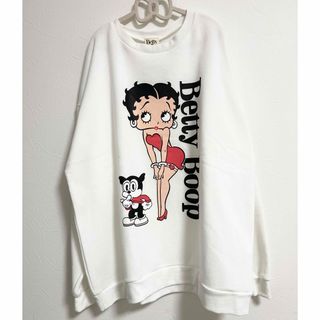 ベティブープ(Betty Boop)の新品未使用 BettyBoop ベティ・ブープ トレーナー ホワイト ML 白(トレーナー/スウェット)