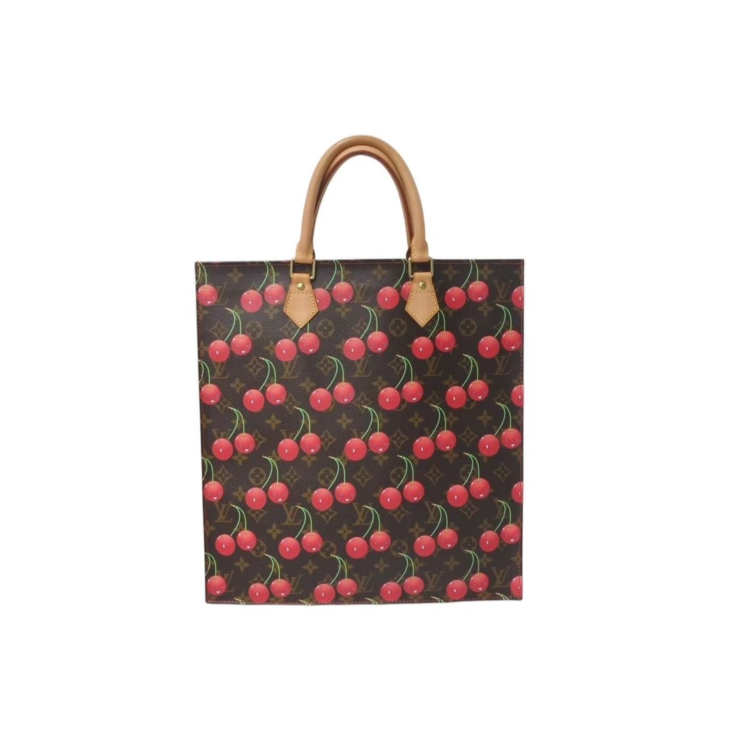 LOUIS VUITTON - 極美品 LOUIS VUITTON ルイヴィトン モノグラム チェリー サックプラ トートバッグ ブラウン M95010 村上隆 2005年春夏 中古 4c074413