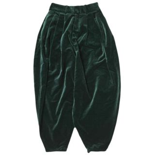 TENNE HANDCRAFTED MODERN テンハンドクラフテッドモダン 日本製 3 tuck velvet tapered pants 3タックベルベットテーパードパンツ 2 GREEN ベロア ワイド ボトムス【中古】【TENNE HANDCRAFTED MODERN】(バギーパンツ)