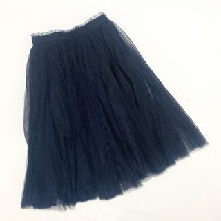 PATTERN fiona - 匿名❤️パターンフィオナ チュールスカート ネイビー ひざ丈 M シアー フレア