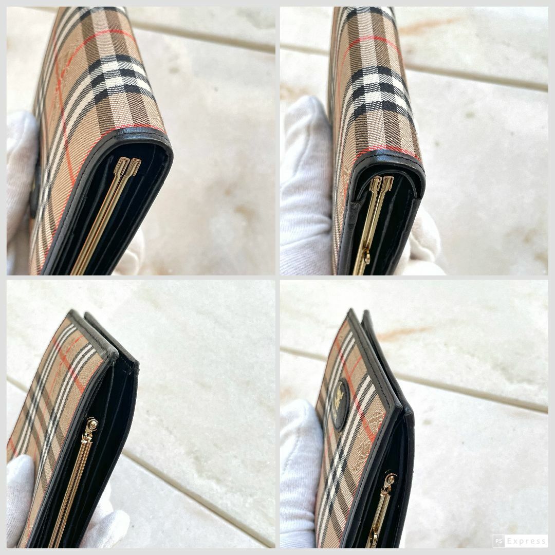 激安大特価！ BURBERRY バーバリー キャンバス がまぐち コンパクト財布 小物