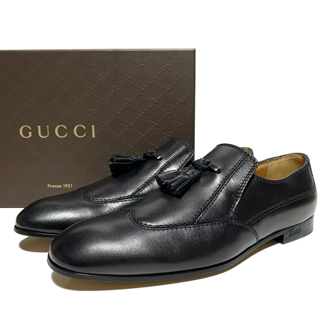 ☆美品 グッチ レザー タッセル ローファー シューズ 黒 ☆美品 グッチ レザー タッセル ローファー シューズ 黒