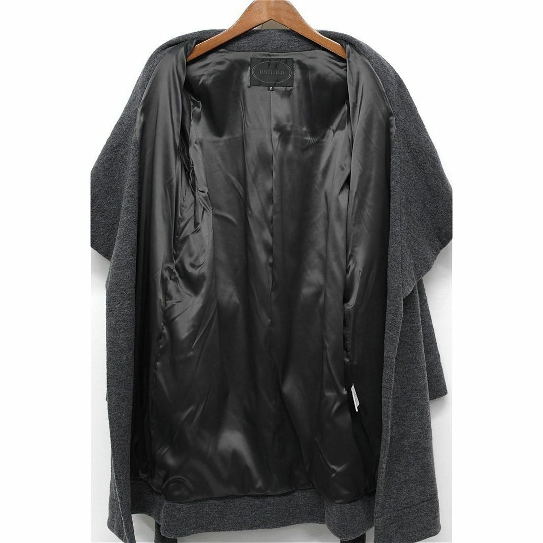R348/美品 UNTITLED ガウンコート ウエストベルト 2 M グレー R348/美品 UNTITLED ガウンコート ウエストベルト 2 M グレー