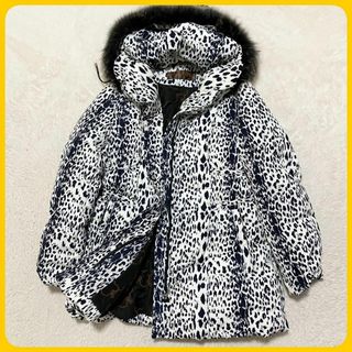 BALMAIN - 希少 BALMAIN レオパード ダウンコート ブルー BALMAIN - 希少 BALMAIN レオパード ダウンコート ブルー