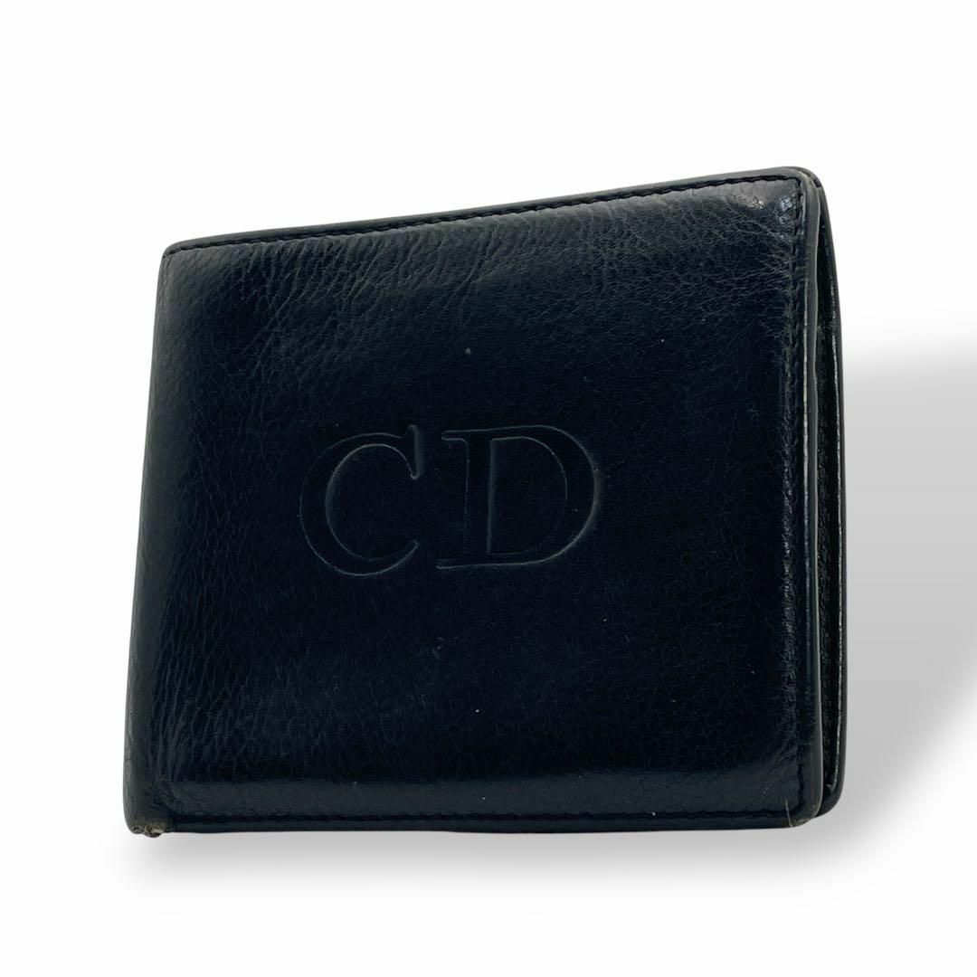 Christian Dior 二つ折り財布 レザー ブラック CDロゴ Christian Dior 二つ折り財布 レザー ブラック CDロゴ