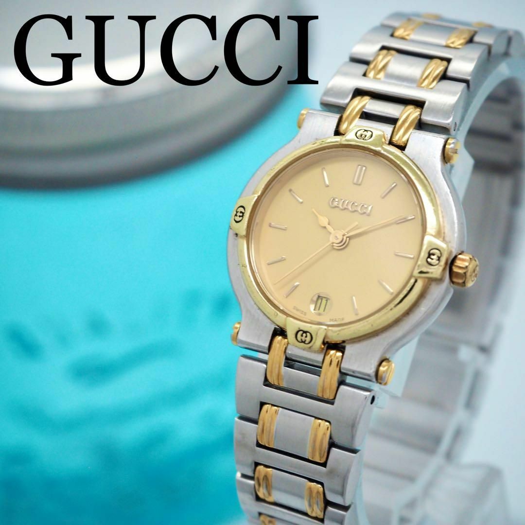 604 GUCCI 時計 コンビ レディース 9000L ゴールド デイト 604 GUCCI 時計 コンビ レディース 9000L ゴールド デイト