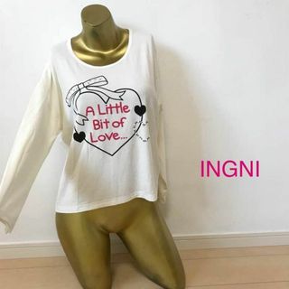 【0462】INGNI ビジュー パール 付き 長袖 Tシャツ ロンT M