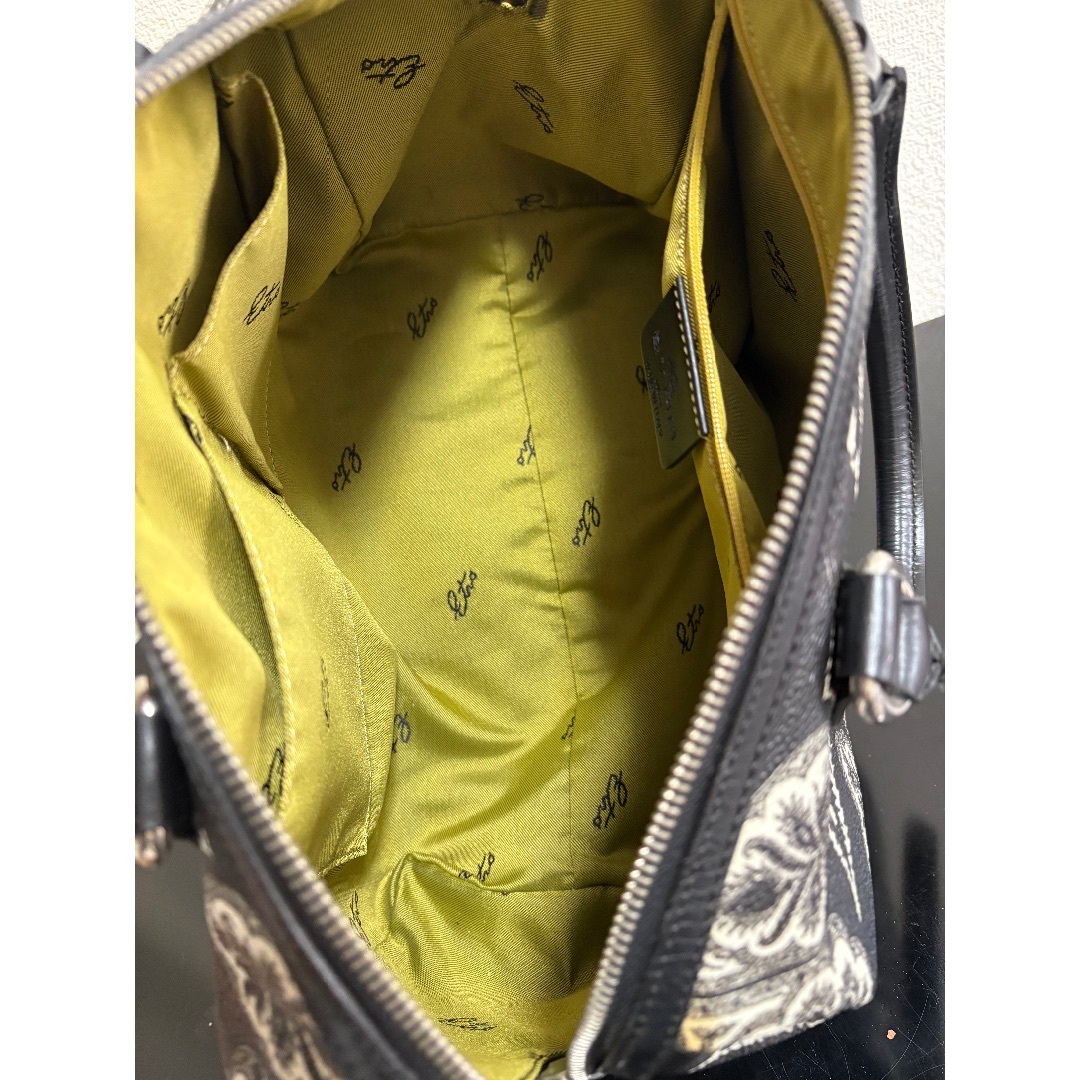 ❤️ETRO ❤️エトロ ペイズリー柄 ボストンバッグ黒南京錠角