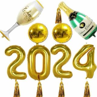 2024バルーン セット 風船 飾り付け シャンパン　グラス　数字　パーティ(人文/社会)