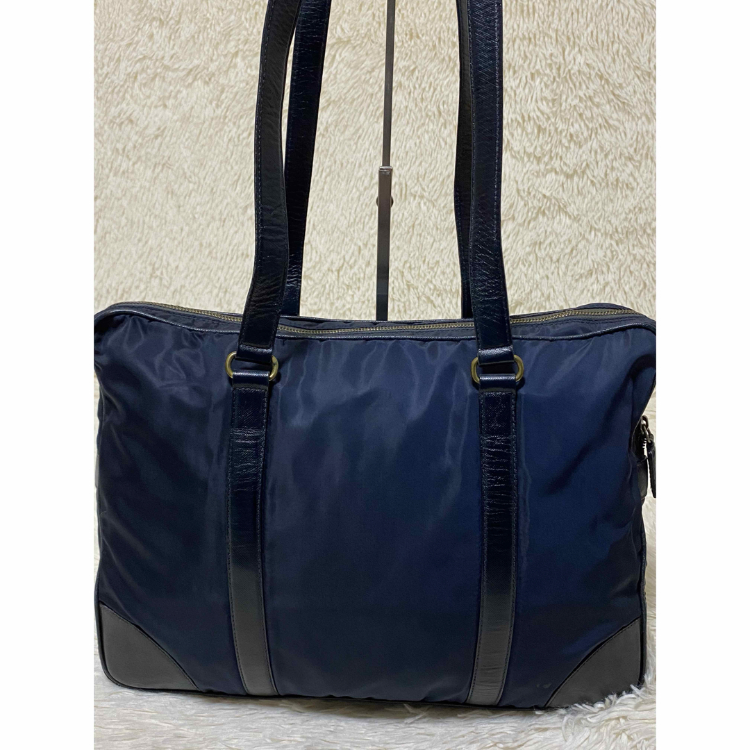 PRADA - プラダ ポコノ テスート ナイロン レザー トートバッグ PRADA - プラダ ポコノ テスート ナイロン レザー トートバッグ